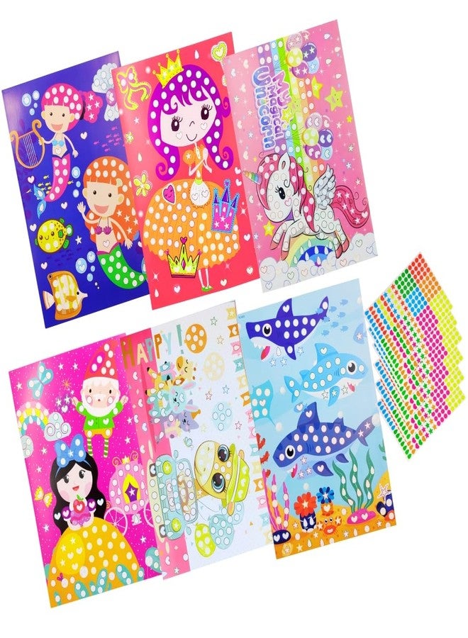 PLUSPOINT Kids Premium Dot Stickers for Kids 6 Cartoon Cardboard Pcs with 1000+ Sticky Dots DIY Stickers Mosaic Pictures Dotty Fun Craft Supplies for Girls, Journaling, Labelling, Organising Scrapbook - Image 2